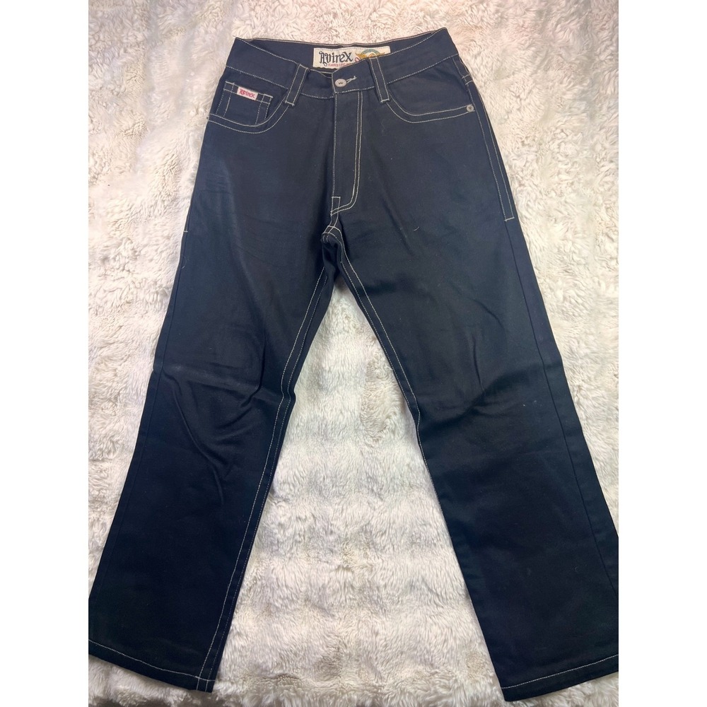 Vintage Avirex Classics Mens Black Denim Jeans 32x34 Contrast Stitch Y2K A32